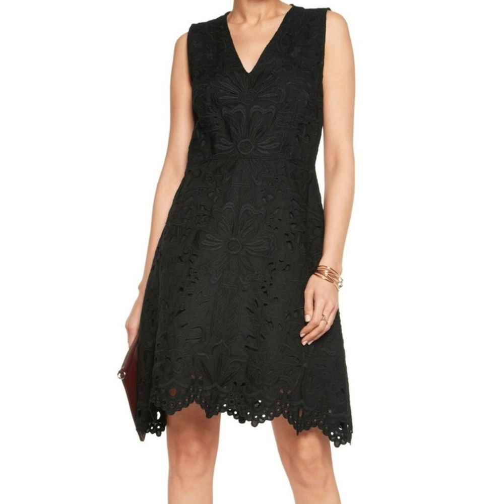 THEORY Jemison embroidered Linen and cotton eyelet dress black size 2